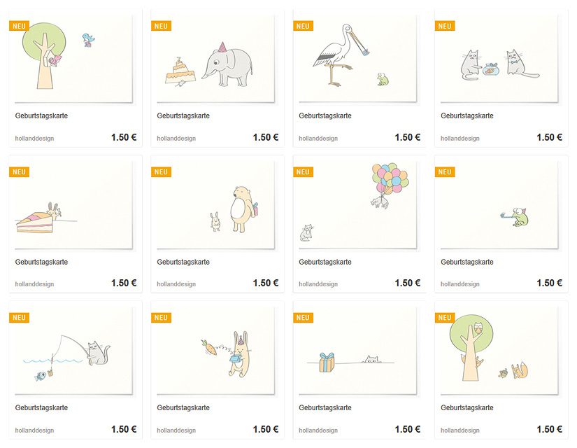 12 NEUE GEBURTSTAGSKARTEN