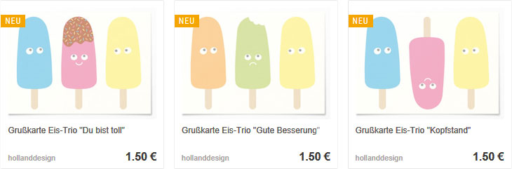 eis-trio grußkarten